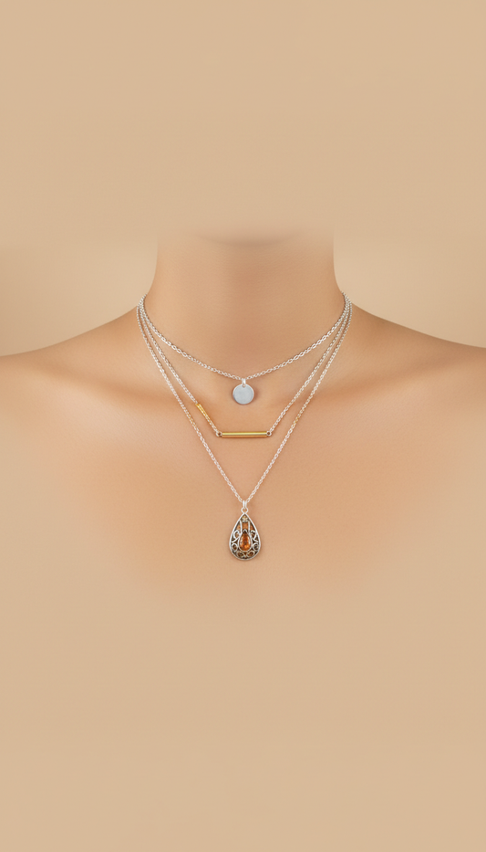 Sterling Silver Layered Pendant Necklace